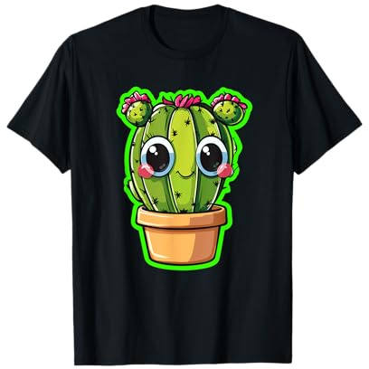 Carino Kawaii Cactus Con Occhi Felicità Maglietta