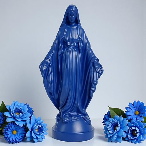 Pop Mary Statue Moderne Jungfrau Maria Statue Dekorative Harzfigur Einzigartiges Sammlerstück Geschenk (Blau)
