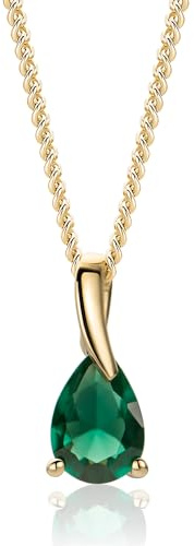 MIORE Collana Donna, Rubino, Zaffiro, Smeraldo, Topazio, Ametista, Acquamarina, Ciondolo Oro Bianco/Giallo 9KT 375, Catenina Argento 925 Bianca e Placcata Oro 18Kt, Anallergico, Elegante Portagioie