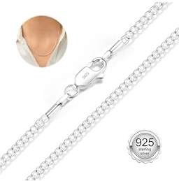BAROROBA 1.5mm/2mm/3mm 925 Silberkette Damen Curb Halskette Geschenk 16/18/20/22/24 Zoll