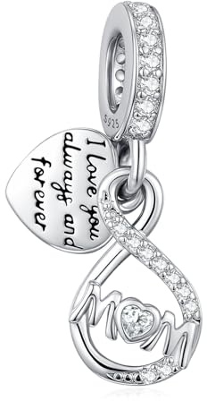 Eusense Mum Charms 925 Sterlingsilber Infinity Charm Beads Perlen für europäische Armbänder Perlen Charm Anhänger Schmuck Geschenk für Frauen