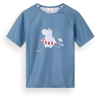 Monnëka Rashguard Enfant Manches Courtes pour Plage et Piscine | Hippos 1 à 2 Ans
