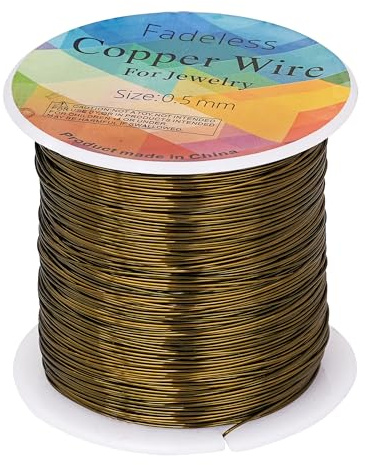 203 Feet Tarnish Resistant Copper Wires 24 Gauge/0.5mm | Bronze Tone Jewelry Craft Wires Beading Wire for Jewelry Making, Wire Wrapping and Crafting