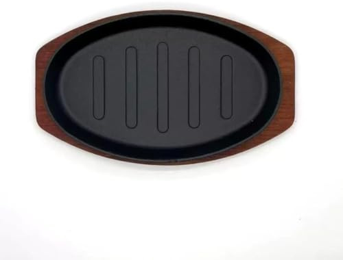 Padella in ghisa Grill Pan ovale bistecca induzione ghisa Grill Pan (L) | Ghisa robusta, distribuzione uniforme del calore, eccellente ritenzione, compatibile con induzione, bistecca frizzante