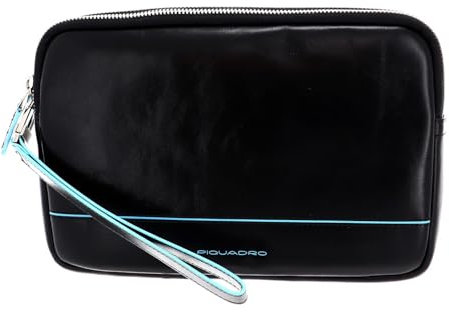 Piquadro Astuccio in Pelle Con cerniera e laccio Laterale, Porte-Monnaie Homme, Nero, Talla única