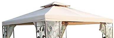 Garden Market Place Ersatz-Dachbespannung für einen quadratischen Pavillon mit Einer Seitenlänge von 3 m und Blättermuster - Farbe Beige