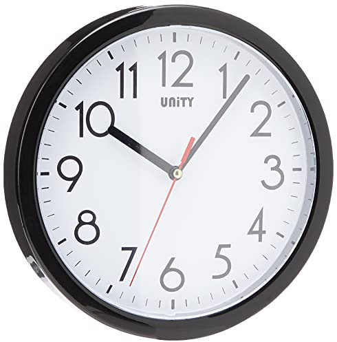 Unity Wanduhr, Hastings, Silent Sweep, Modern, Schwarz, 22 cm