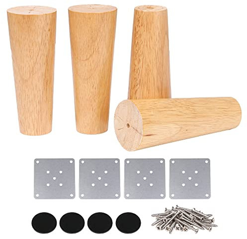 Rdexp Bois de chêne 15 x 5.8 x 3.8 cm fiable Pieds Pieds de meubles en bois en forme de cône pour armoires souple Table Lot de 4