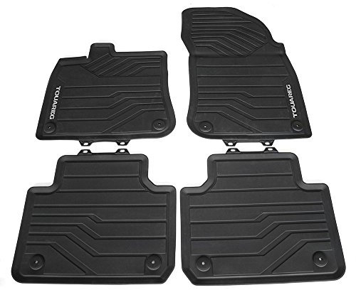 Volkswagen 76106150082V Allwettermatten Gummi Fußmatten Original Gummimatten 4-teilig, schwarz mit Touareg Schriftzug