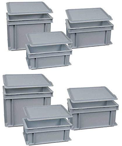 BRB 12-teiliges Eurobehälter-Set, LxB 300x200 mm, Höhe 120 mm, 150 mm, 220 mm