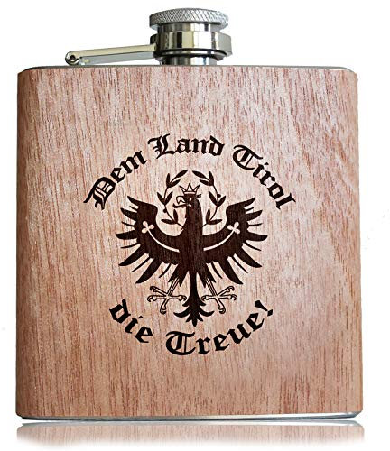 Pixelstudio Dem Land Tirol die Treue Holz Flachmann Tiroler Adler Wappen Geschenk Männer & Frauen mit Gravur & Spruch