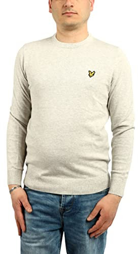 Lyle & Scott Cotton Merino Crew Neck Jumper Light Grey Marl S