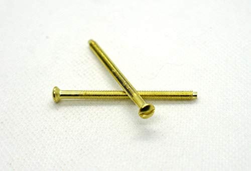 Brass Electrical Screws M3.5 x 50mm Length x 6mm Head Diameter for fixing Sockets Plugs or Switches Pack of 2 (50mm Brass finish)