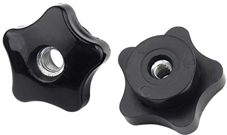 BOZONLI 5 Stück M12 Innengewinde Durch Loch SternKopf Schraube Sterngriff Kreuzgriff Klemmhebel Klemmmutter, Schwarz