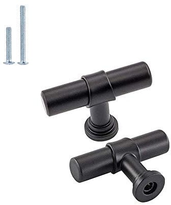 Goldenwarm 10 Pack Black Drawer Knobs - LST18BK Single Hole Modern Matte Black Cupboard Handles