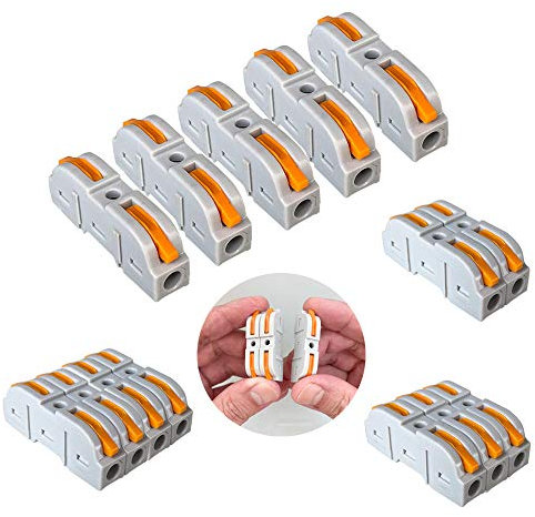 Aiqeer 26 Pezzi SPL-1 Leva-Dado Cavo Connettore, 1 in 1 out Bilaterale Conduttore Compatto Connettore, Morsettiera Connettore Molla, Morsettiera Cavo Connettore Rapido (Combinazione Gratuita)