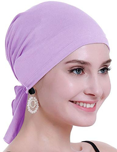 osvyo Bambus Chemo Kopftuch für Frauen mit Haarausfall - Krebspatienten Kopfbedeckung Turban in Versiegelter Verpackung LICHT LILA