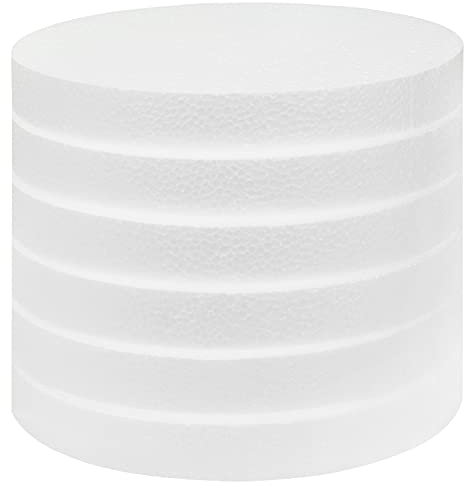BELLE VOUS Polystyrol Platte Runde Styrene Platten zum Basteln (6er Pack) - Bastelplatten 20cm Durchmesser, 2,5cm Breit - Rund zum Modellieren, für Schulprojekte, Blumenkunst und Kunsthandwerk