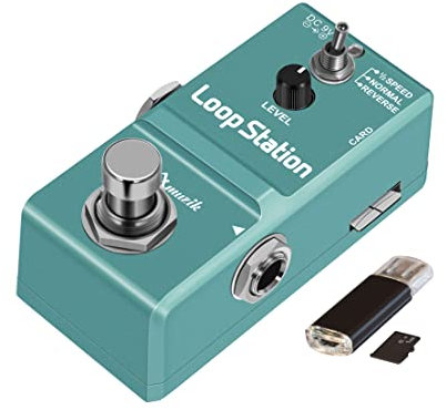 Amuzik Looper Guitar Pedal for Electric Guitar Loop Station Pedal Unlimited Overdubs 10 Minutes of Looping, 1/2 time, and Reverse, built-in SD Card for memory with 3 Modes Mini Size