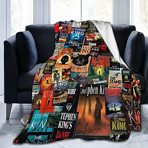 The Full Collection of Stephen King Books - Coperta in flanella, leggera, accogliente, per letto, divano, adatta per tutte le stagioni, 127 x 102 cm, colore tartan)