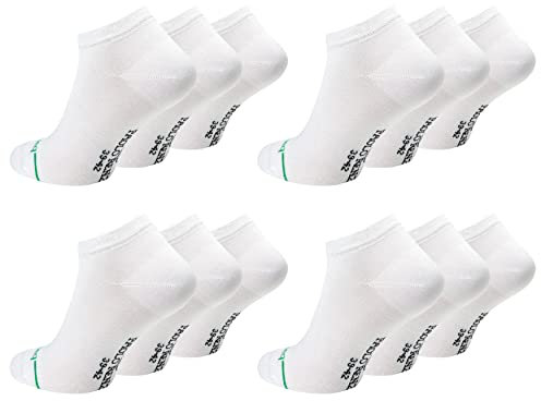 Paolo Renzo Unisex Bambus Sneaker Socken 12 Paar Bambus Sneakersocken für Damen und Herren Kurze Socken Geruchshemmend Größe 43/46 Weiß
