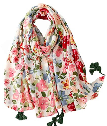 FAIRYGATE Damen Stolen Schal Schöner Blumendruck Kopftücher Halstuch Festlich Stola Sonnenschutz Scarf für Sandstrand Mädchen 810007