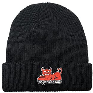 Toy Machine Skateboard Devil Cat Fold Beanie Schwarz, Schwarz, Einheitsgröße