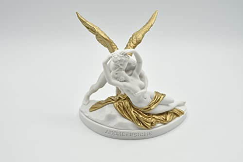 GINGERSHOPONLINE Büste Statue Design: Liebe und Psyche (Gold) - Reproduktion Büste, Skulptur aus Marmor und Harz - ca. 13 cm, 350 g. - Produkt Made in Italy - Geschenkidee zu Hause