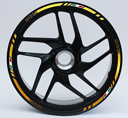 DualColorStampe Confezione Adesivi Set Completo di Cerchi Strisce per Moto per 2 Ruote da 17'' pollici strips Design Sportivo COD.D0062 (Oro)