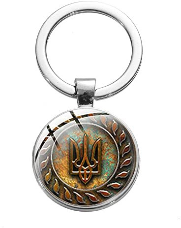 Tryzub Ukrainischer Dreizack Schlüsselanhänger mit Schlüsselring für Herren und Damen,Ukraine Schlüsselbund für Autoschlüssel Rucksack Geldbörse,Schlüsselhalter Geschenkidee für Männer mit Geschenkbox