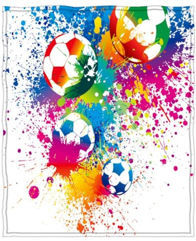 goodbath Fußball Decke, Bunte Fußball Fleece Wurf Decke für Couch Sofa Bett Home Office,200 x 150 cm