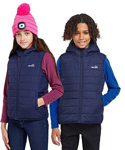 Peter Storm Kids' Blisco Insulated Gilet with Hood and 2 Pockets, Water Repellent and Lightweight Kid's Bodywarmer (Age 11-12, Navy)
