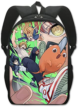 jiminhope Anime Chainsaw Man Backpack Pochita Denji Daypack Makima Power Bookbag Chainsaw Man Backpack Kawaii Bag for Unisex