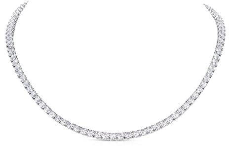 Diamond Treats 925 Sterling Silber Tennis-Halskette für Damen und Mädchen, atemberaubende Statement-Halskette mit 4 mm runden Cubic Zirkonia Steinen, Tennis-Kette in 925 Silber mit Geschenkbox