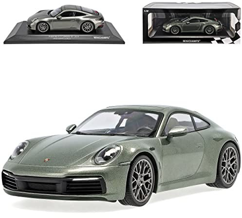 alles-meine.de GmbH Porsche 911 992 4S Coupe Grau Grün Metallic Neue Generation Ab 2019 1/18 Minichamps Modell Auto mit individiuellem Wunschkennzeichen