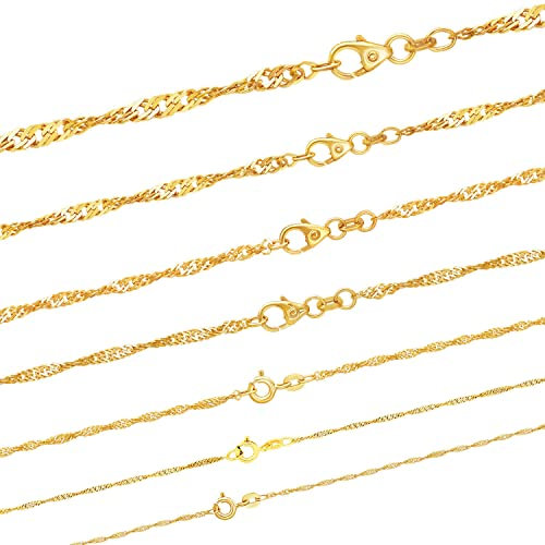 Massive edle Goldkette Singapurkette Halskette Collier Echt 333 585 Gold Juwelie, Breite:1.4 mm, Länge:45 cm, Legierung:333-8 Karat Gold