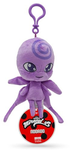 Miraculous Ladybug – Kwami Lifesize Nooroo, Schmetterlings-Plüsch-Spielzeug für Kinder, superweiches Sammlerstück, Stofftier mit Glitzerstichaugen und farblich passendem Rucksack-Schlüsselanhänger