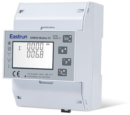 Eastron SDM630Modbus-V3 Drehstromzähler digitaler Stromzähler für Hutschiene, Multifunktional, Bidirektional mit 2x S0, RS485 Modbus-RTU