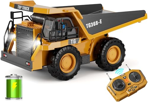 KIDMARKT RC Dump Truck Toy for Kids | 9-Channel Metal Construction Vehicle with Working Bed, Lights & Sounds, Rechargeable Remote Control Truck for Boys Ages 3-12, Durable STEM Gift for Birthday 2026
