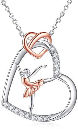 YAFEINI Ballerina Kette 925 Sterling Silber Ballett Anhänger Halskette für Damen Mädchen Ballerina Tanz Schmuck Geschenk