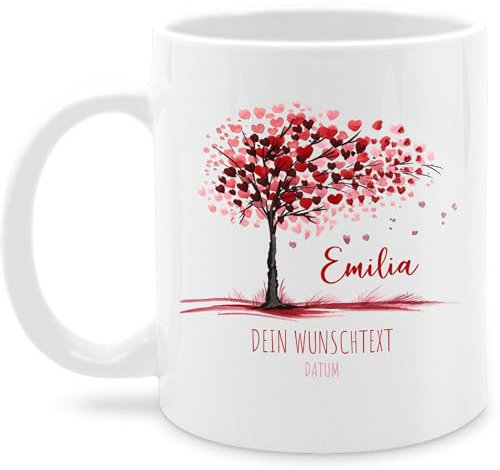 Tasse Tassen 325ml - Lebensbaum Geschenk Geburt I Geschenk Taufe I Taufgeschenk Kommunion I Geburtsdatum Konfirmation - 325 ml - Weiß - personalisierte konfirmationsgeschenke
