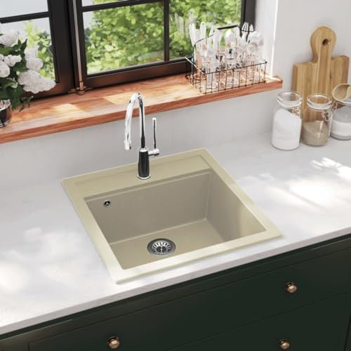 Fregadero de la cocina, Lavabo de cocina Fregadero de la cocina Granito Solo lavabo Beige