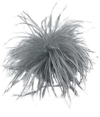 Modische Feder Brosche, iSpchen flauschige Feder Haarschmuck Straußenfeder Schmücken Zubehör für Haarspangen Mädchen Brosche Frauen Party Strand Haarschmuck Anstecknadel, Grau