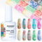 BURANO Nail Art Nail Foil Glue Gel, o.5 oz with 10PCS Foil Stickers Set Nail Foil Glue for Nails Foil Transfer Gel, Nail Design DIY UV LED Lamp Required (Marble Foil 14)
