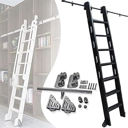 Bücherregal-Schiebeleiterschienen, Schiebeleiter-Tür-Hardware-Kit – Schiebe-Schiebetür-Hardware-Kit, Zubehör Für Mobile Bibliotheksleiterschienen, Einfache Installation Und Anpassbar,6,6 Fuß/200 C
