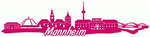 Samunshi® Mannheim Skyline Aufkleber Sticker Autoaufkleber City Gedruckt - 100x24cm pink