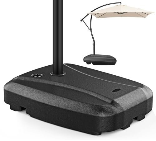 LASTOOLS 300Lbs Umbrella Base Stand with Wheels,Patio Umbrella Base Water & Sand Filled Weighted Base Stand Heavy Duty Market Stand for Outdoor Lawn, Deck, Poolside (100kg,Black)