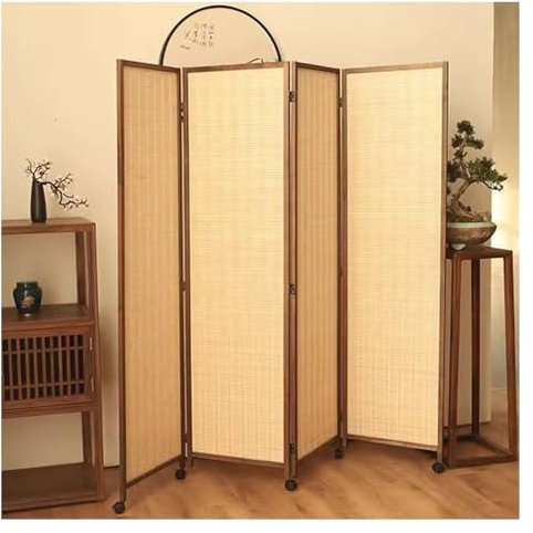 Raumteiler Paravent Trennwand 4 Paneele Klappbar Raumtrenner Sichtschutz-Panel, Groß Extra Breit Paravent Raumtrenner, Mit Rollenden Rädern Und Doppeltem Scharnier, Für Studio Restaurant Arbeitszimmer