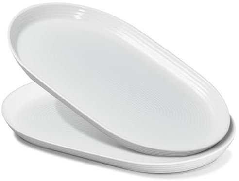 ONEMORE Keramik-Teller, 40,6 cm (16 Zoll), 2 große ovale Teller, spülmaschinenfest, ofenfest, Serviertablett für Lebensmittel, Fleisch, Fisch, Porzellanteller