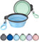 Heouvo Collapsible Dog Bowls with Bottle Carrier, 2 Pack Travel Dog Water Bowl with Upgraded Carabiner, One-piece Molded Rim No Fall Off or Crack (Sky Blue/Sprout Green, Large(Pack of 2))
